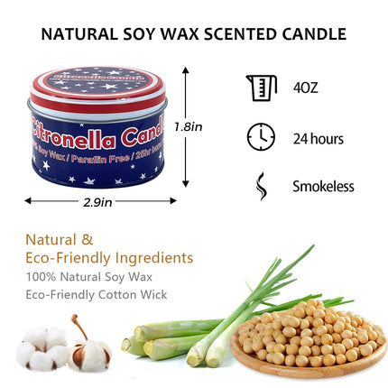 Fasize American Flag Citronella Candles – 4-Pack 4oz Jars for Outdoor Ambiance