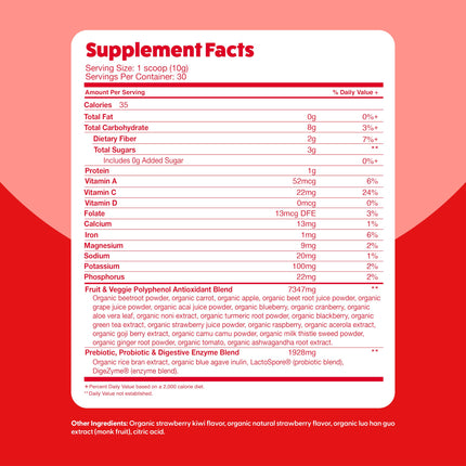 Feel Great Organic Superfood Reds Powder – Beet Root & Digestive Support