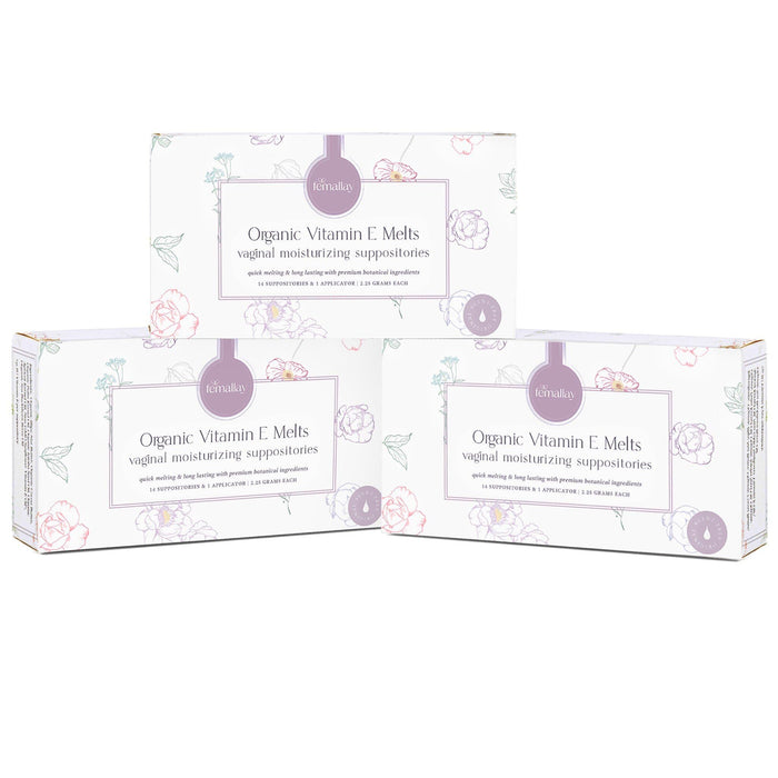 Femallay Organic Vitamin E Vaginal Melts - 3 Pack with Applicator | Menopause Dryness & Irritation Relief