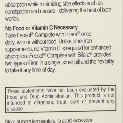 Feosol Complete with Bifera Iron 30 Caplets (3 Pack) | Iron Supplement