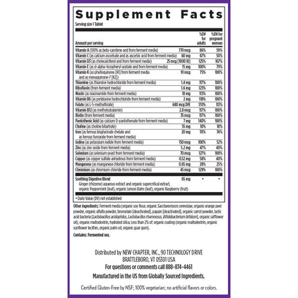 New Chapter Prenatal Vitamins | One Daily Methylfolate & Choline | 60 Count