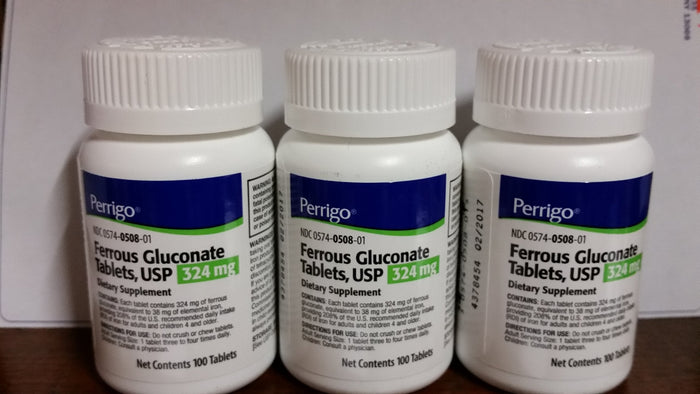 Ferrous Gluconate 324mg – 100 Tablets – 3-Pack | Iron Supplement
