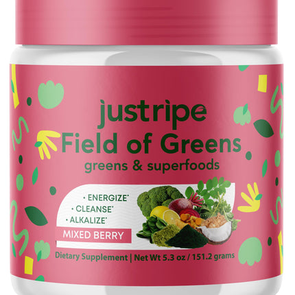 Field of Greens Superfood Powder - Organic Spirulina, Beet Root, Probiotic, Mixed Berry
