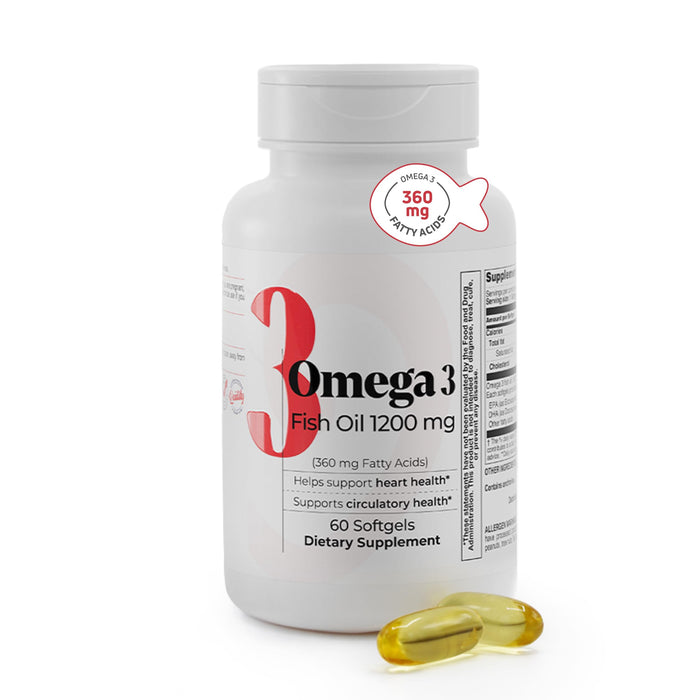 Fish Oil 1200 mg | 360 mg Omega-3s for Heart, Circulation & Brain Health – 60 Softgels