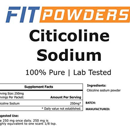 FitPowders Citicoline Powder – CDP Choline Sodium, 100g with Scoop | Pure, Non-GMO