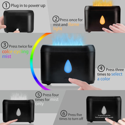 Flame Diffuser for Essential Oils – 200ml Ultrasonic Aroma Diffuser with Auto-Off, 7-Color Lights + Oils (5ml) | Small Humidifier for Home & Office