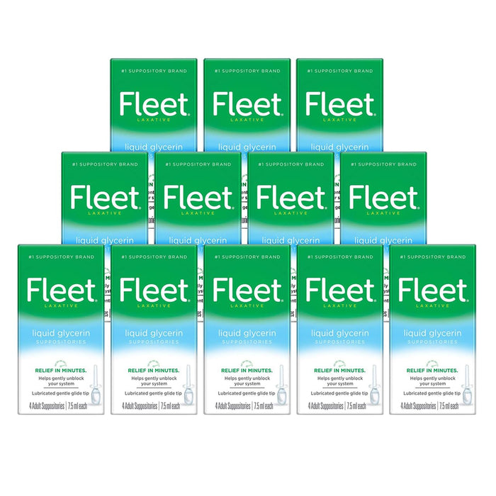 Fleet Liquid Glycerin Suppositories for Adult Constipation — Fast-Acting, No-Mess Applicator, 7.5 mL, 4 Bottles (12 Pack)