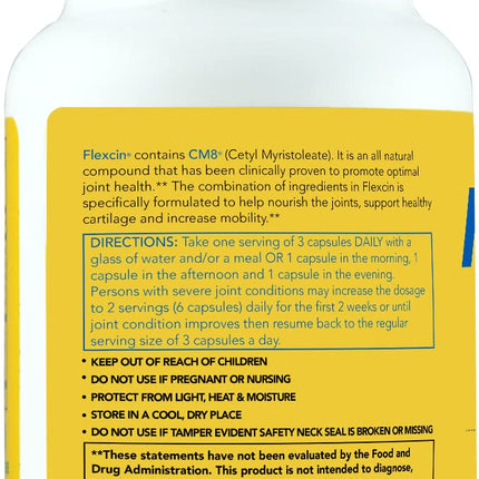Flexcin Joint Health & Mobility Formula with CM8 | 3 Pack (270 Capsules) - Glucosamine, MSM, Collagen Type II