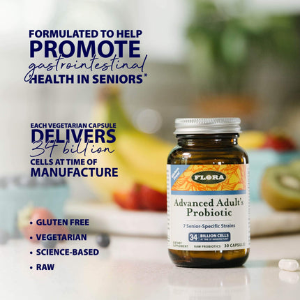 Flora Advanced Adult Probiotic – 34B CFU, 7 Senior Strains, Gluten Free
