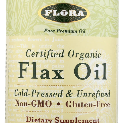 Flora Flax Oil – Cold-Pressed, Organic, Non-GMO, 32 oz Amber Bottle