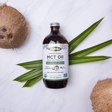 Flora MCT Oil Certified Organic – C8/C10, Non-GMO, Vegan, 32 oz