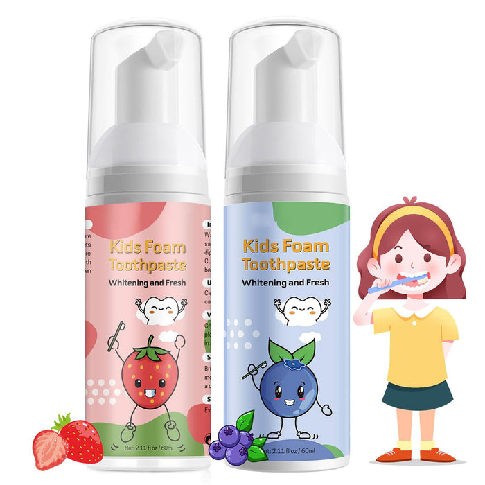 Foam Toothpaste Kids – Fruit Flavor Mouthwash for Toddlers | 360°Care Anti-Cavity with Fluoride