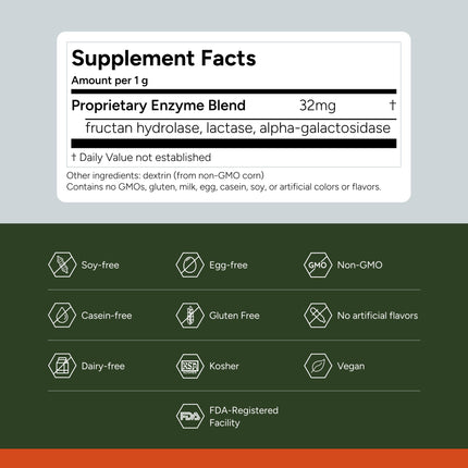 FODZYME On-The-Go Digestive Enzymes for Gut Health | Low FODMAP Support 30 Dose