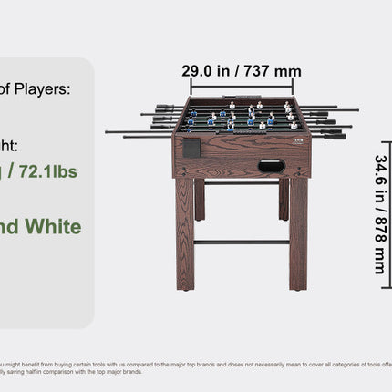VEVOR Foosball Table Indoor Full Size Foosball Table for Family Soccer with Foosball Table Set Include 4 Balls and 2 Cup Holders