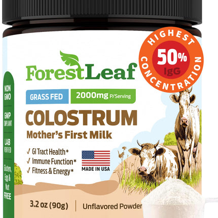 ForestLeaf Colostrum Powder 50% IgG – Grass-Fed, Unflavored, 45 Servings