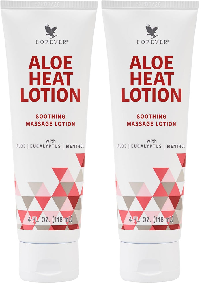Forever Living Aloe Heat Lotion with Menthol & Eucalyptus – Vegan-Friendly, 4 fl oz (Pack of 2)