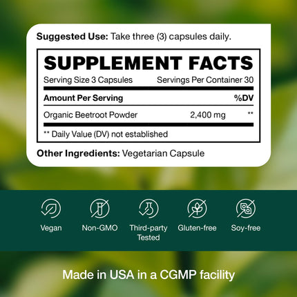 Fresh Nutrition Organic Beet Root Capsules – 2400mg Potent, Vegan, Gluten-Free (90 Caps x2)