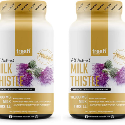 Fresh Nutrition Milk Thistle Capsules 10,000mg - Pack of 2