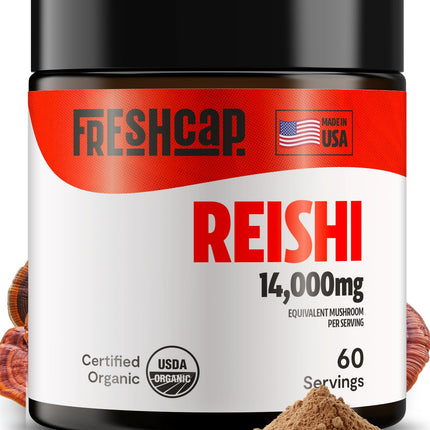 FreshCap Mushrooms Reishi Powder — 14,000mg Organic Dual-Extract, 60 Servings