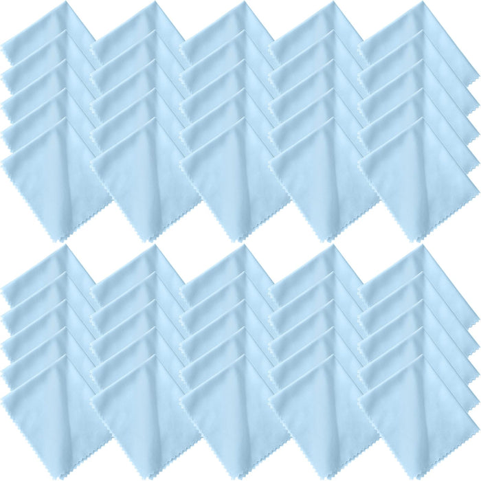 Frienda 50 Pcs Microfiber Cleaning Cloths for Glasses – 7x6 Inch Lens & Screen Cleaning (Blue)