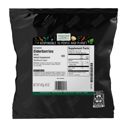 Frontier Co-op Dried Elderberries, European Whole – Non-GMO, Kosher, 16 oz x 4