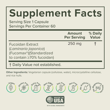 Prominent Nutrition Fucoidan Gut Health & Immune Support Supplement – 250mg, 60 Count – Premium Brown Seaweed Extract – 2 Pack