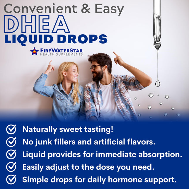 FWS DHEA Liquid Drops - Pure DHEA Supplement, Adjustable Dosing 5-50mg