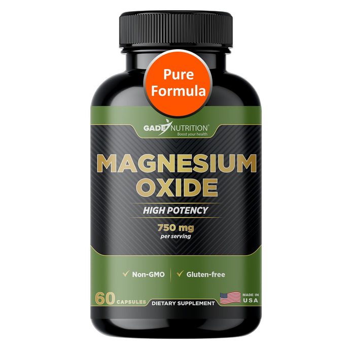 Gade Nutrition Pure Magnesium Oxide 750 mg – Magnesium Capsule Supplement Made in USA | Sleep & Muscle Support