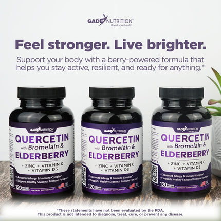 Gade Nutrition Quercetin with Bromelain & Elderberry | Immune Support (6 Months)