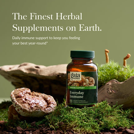 Gaia Herbs Everyday Immune Mushrooms & Herbs — Immune Support (60 Vegan Capsules)