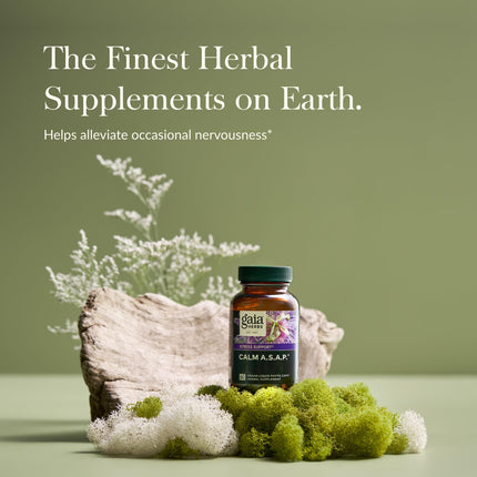 Gaia Herbs Calm A.S.A.P. — Stress Support Herbal Supplement | 60 Vegan Liquid Phytocaps, 20-Day Supply