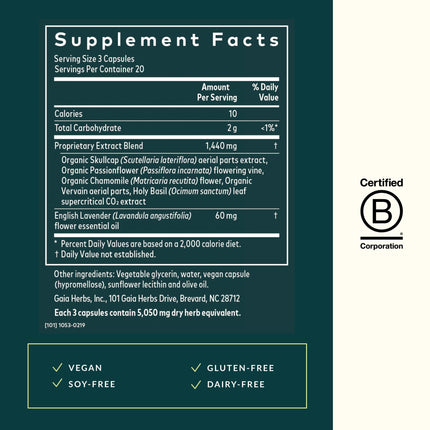 Gaia Herbs Calm A.S.A.P. — Stress Support Herbal Supplement | 60 Vegan Liquid Phytocaps, 20-Day Supply