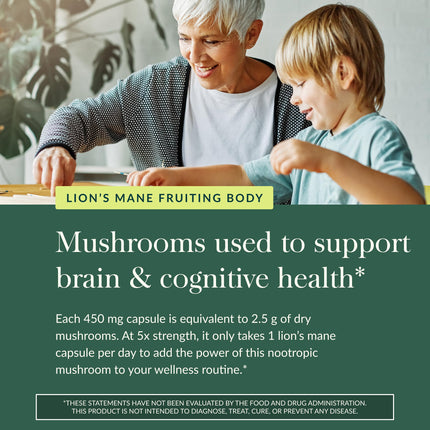 Gaia Herbs Lion’s Mane Mushroom – Brain & Nerve Health Support* | 40 Vegan Capsules