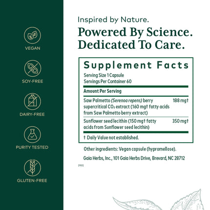 GAIA HERBS PRO Saw Palmetto PRO – Prostate Support, 60 Caps, Vegan