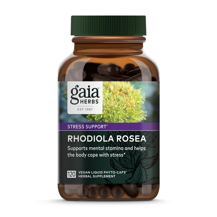 Gaia Herbs Rhodiola Rosea - Stress Support & Endurance - Siberian Root Extract - 120 Vegan Liquid Phyto-Caps (120 Servings)