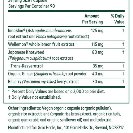 Gaia Herbs PRO AMPK Activator – Caffeine-Free Cellular Energy (90 Vegan Capsules)