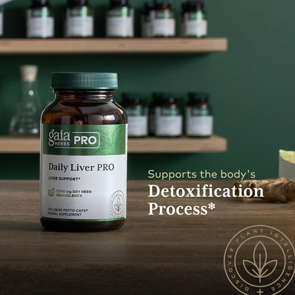 Gaia Herbs Pro Daily Liver Pro – Natural Liver Support with Milk Thistle, Turmeric, Licorice Root | Vegan, Organic & Gluten-Free | 120 Liquid Phyto-Caps (60 Servings)