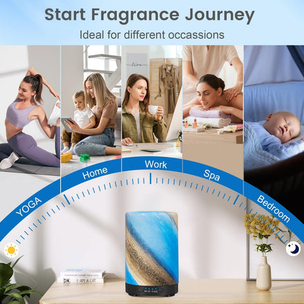 Essential Oil Diffuser 120 ml Galaxy Mist – Glass Ultrasonic Diffuser, 7 LED Colors, Auto Shut-Off, 4 Timers