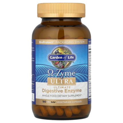 Garden of Life Omega-Zyme ULTRA — 21 Digestive Enzymes, Gluten-Free, Vegetarian, 180 Capsules
