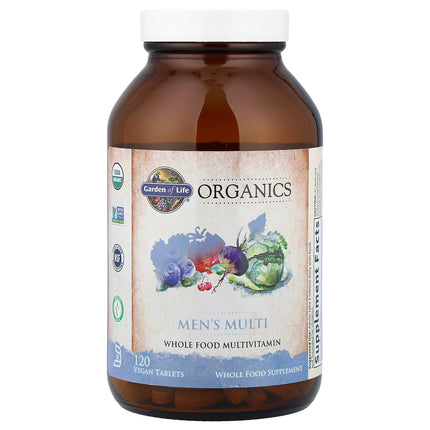 Garden of Life Organics Men's Multi – Certified Organic Vegan Multivitamin, 120 Tablets