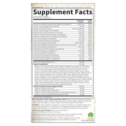 Garden of Life Organics Organics Whole Food Multivitamin for Men 40+ 120 Tablets | Vegan & Certified Organic