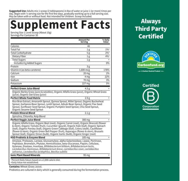 Garden Of Life Perfect Food Powder Super Green - 10.58 oz