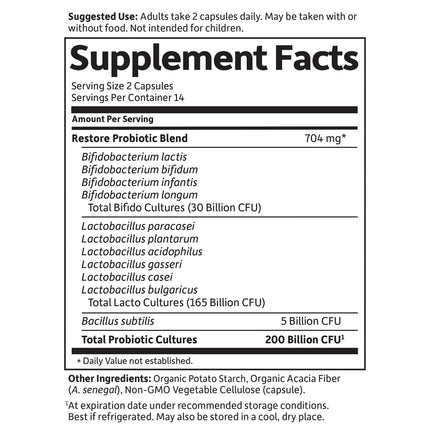 Garden of Life Dr. Formulated Probiotics Platinum Restore 200B CFU – 28 Veg Capsules | Vegan, Non-GMO, Gluten & Dairy Free
