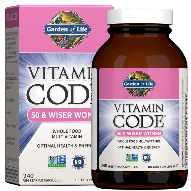 Garden of Life Vitamin Code 50+ Women Multivitamin – Probiotics, Enzymes & Whole-Food Nutrition | 240 Capsules