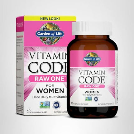 Garden of Life Vitamin Code RAW ONE for Women – Once Daily Multivitamin (75 Capsules) | Whole Food Iron, Probiotics, Gluten Free