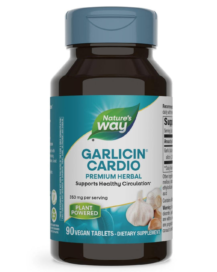Nature’s Way Garlicin Cardio – Premium Herbal, Supports Healthy Circulation (350 mg) 90 Tablets