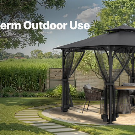 VEVOR Gazebo Netting Replacement Outdoor Garden Gazebo Net 4-Panel Sidewall Mesh Gazebo Curtain with Double Zipper for Garden