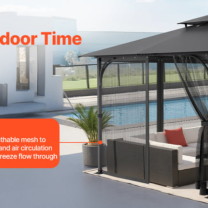 VEVOR Gazebo Netting Replacement Outdoor Garden Gazebo Net 4-Panel Sidewall Mesh Gazebo Curtain with Double Zipper for Garden