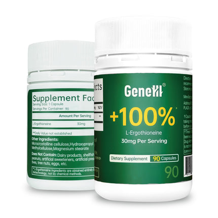 GENEIII L-Ergothioneine Supplement – 30 mg per Serving, 90 Servings | Immune & Brain Support