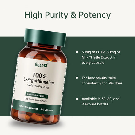 GENEIII Milk Thistle & L-Ergothioneine – Liver & Cellular Health Support | 90 Count